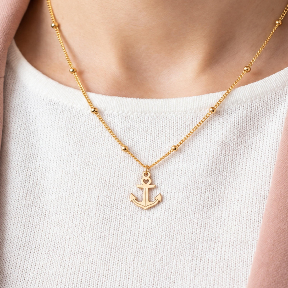 Heart Anchor Charm Necklace