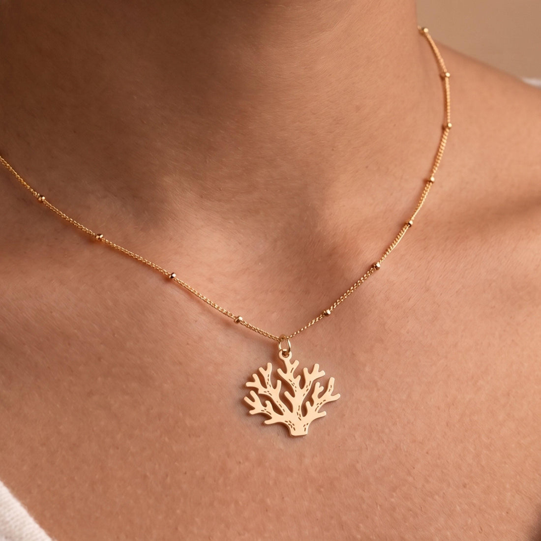 Coral Branch Charm Necklace