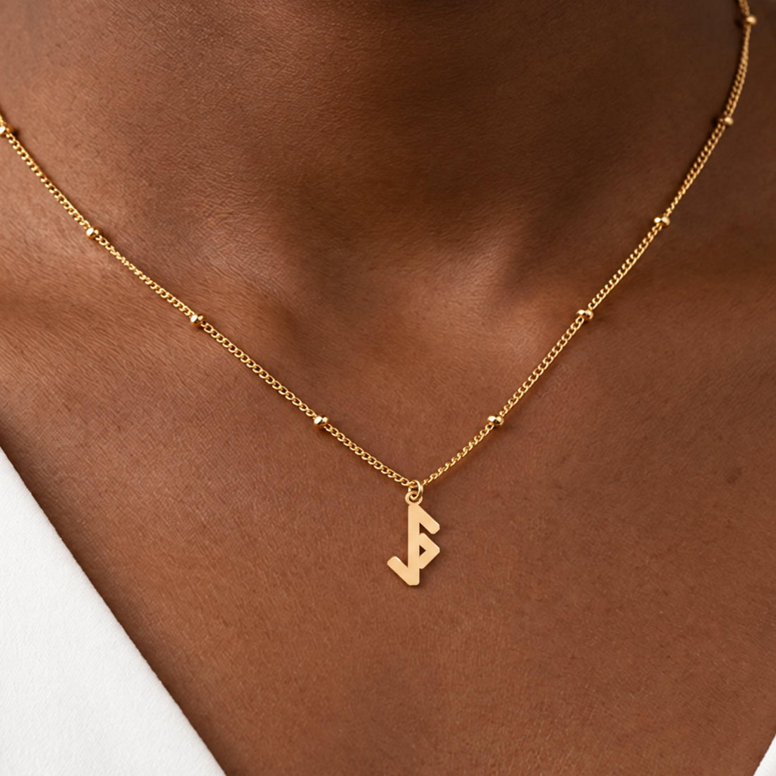 Flat Monogram Letter Charm Necklace
