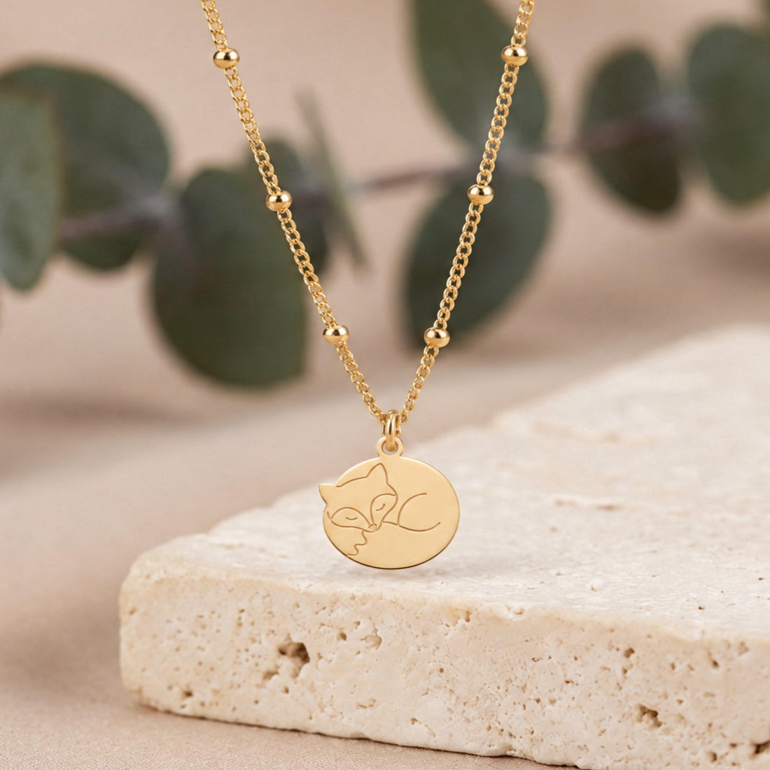 Sleeping Cat Charm Necklace