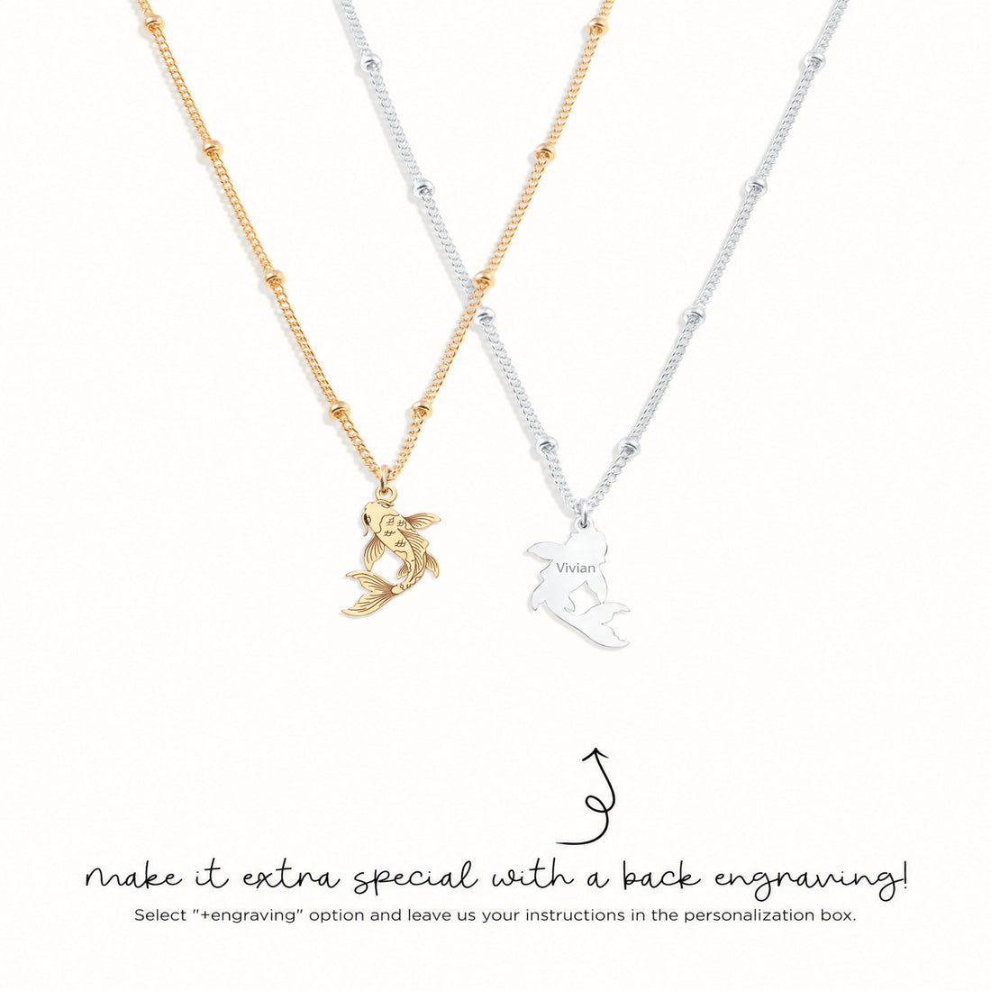 Koi Fish Beady Chain Charm Necklace