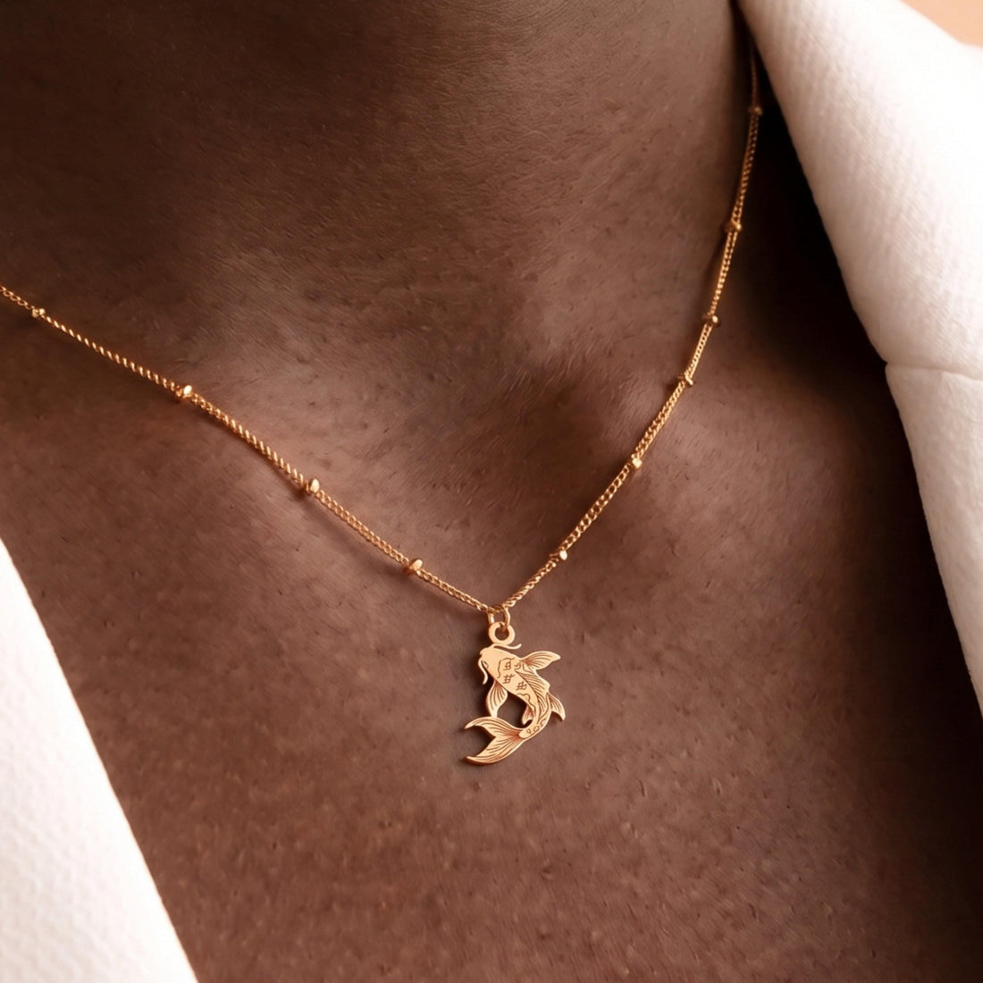 Koi Fish Beady Chain Charm Necklace