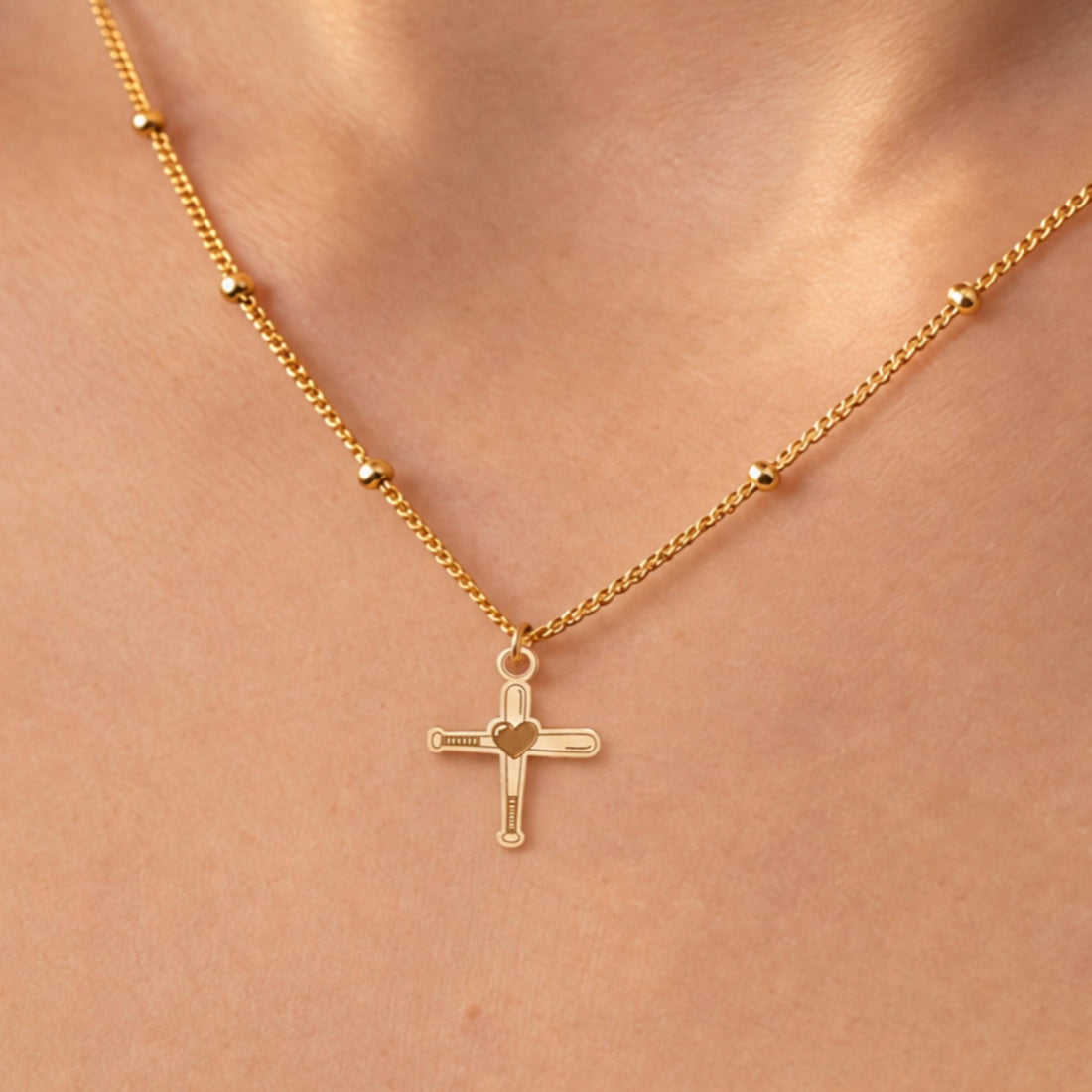 Heart Cross Charm Necklace