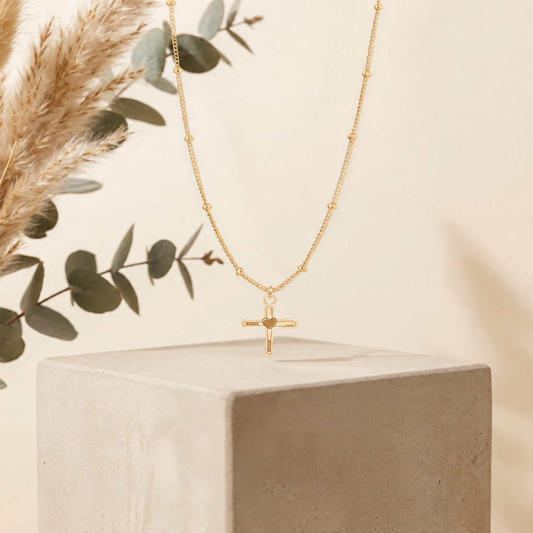 Heart Cross Charm Necklace