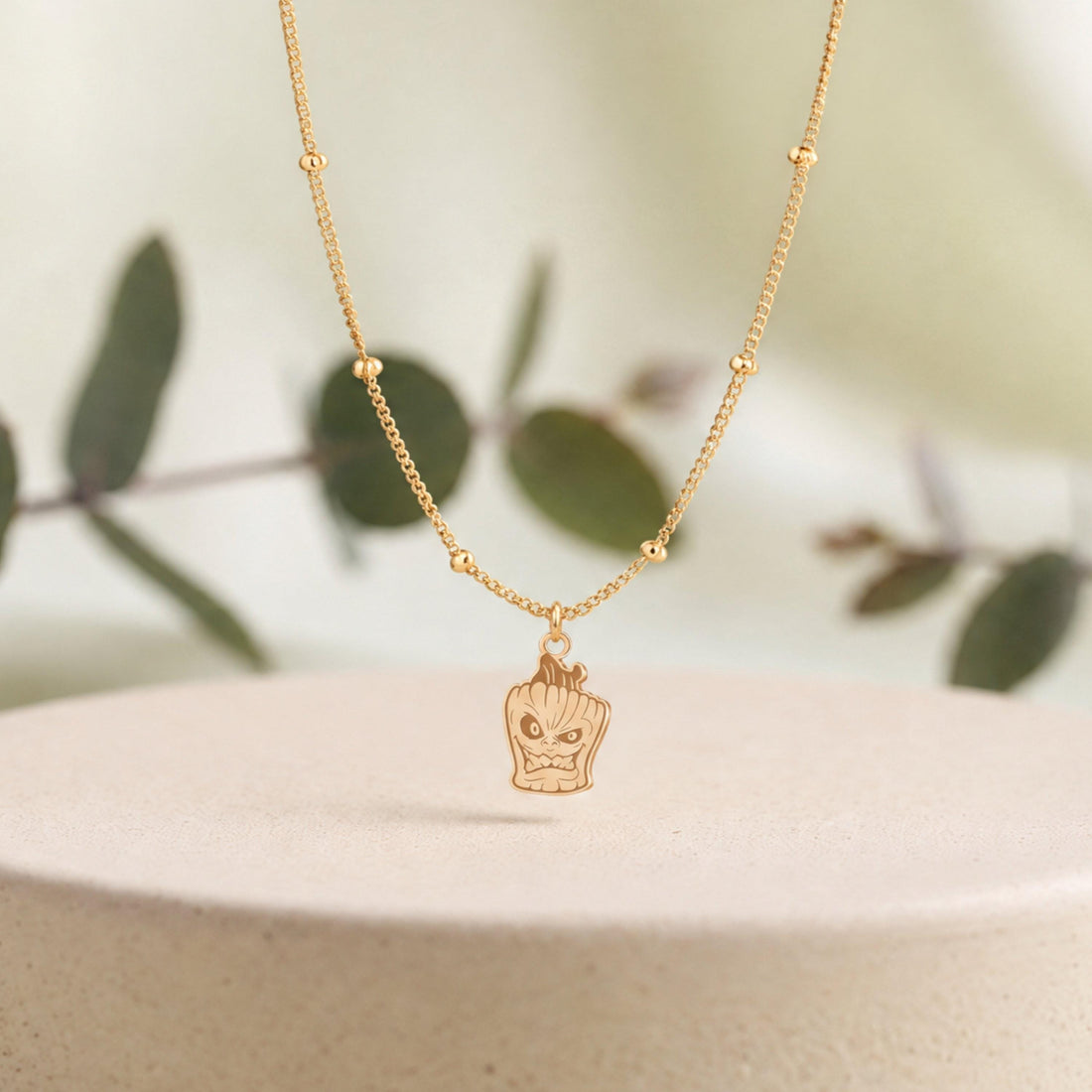Baby Groot Face Charm Necklace