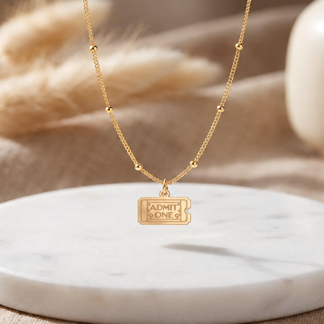Admit One Ticket Charm Necklace
