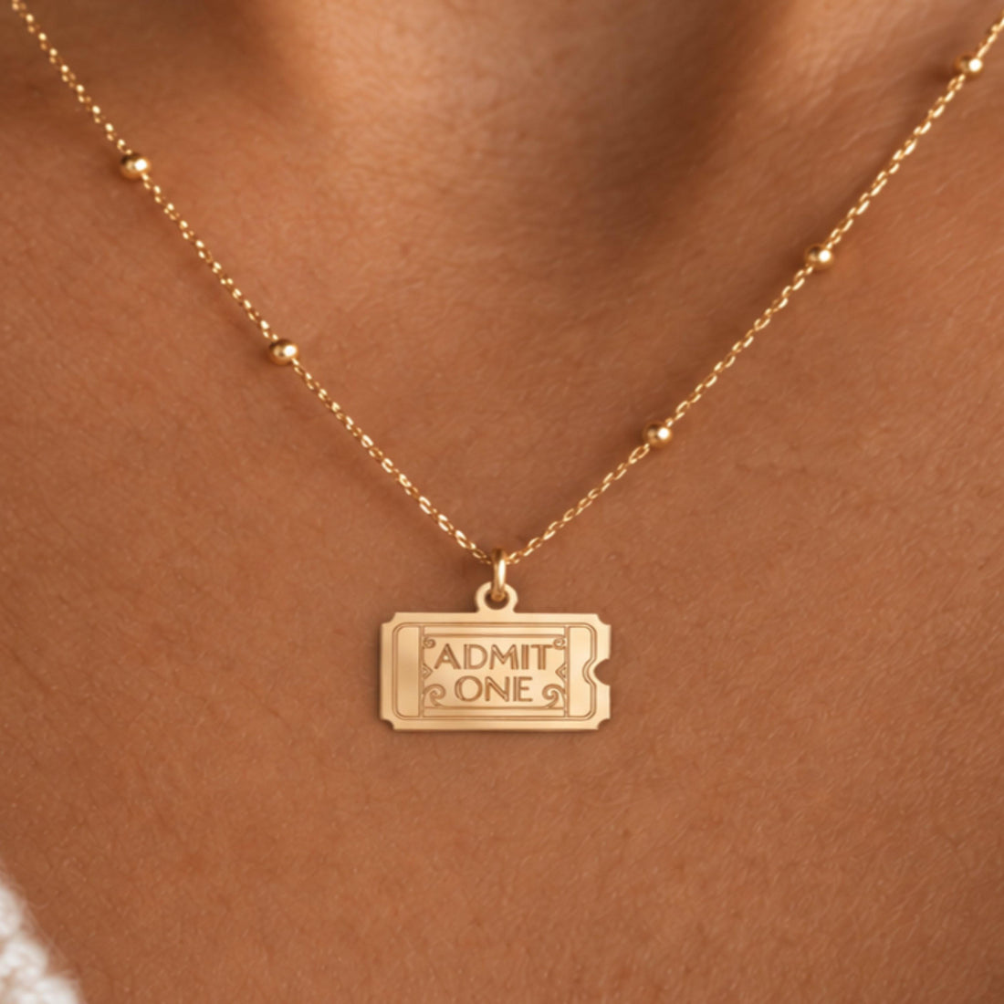 Admit One Ticket Charm Necklace