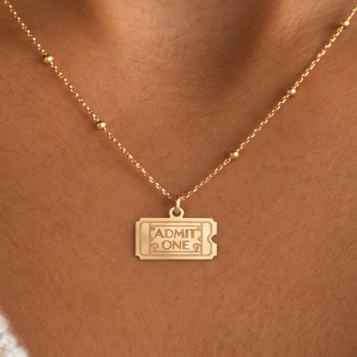 Admit One Ticket Charm Necklace