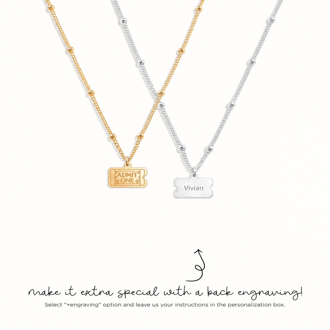Admit One Ticket Charm Necklace
