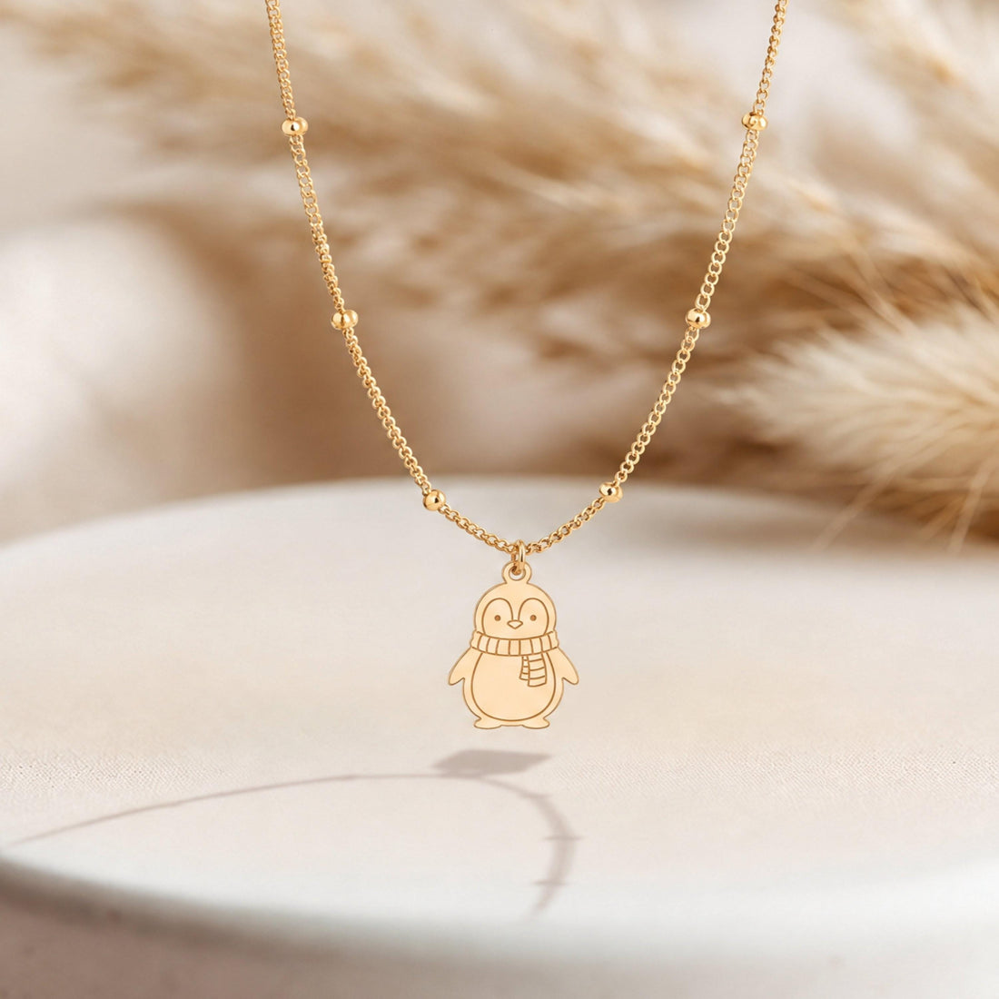 Penguin With Scarf Charm Necklace