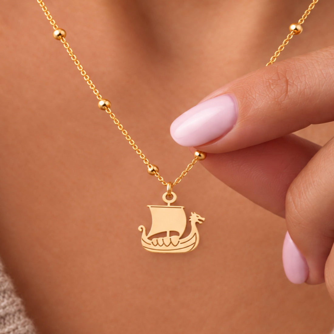 Viking Ship Charm Necklace