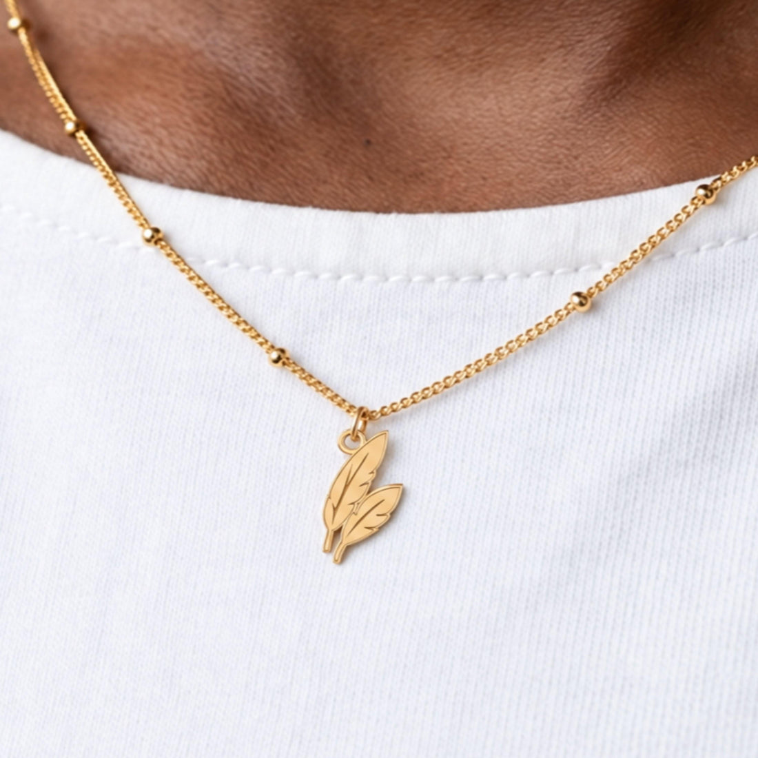 Twin Feathers Charm Necklace