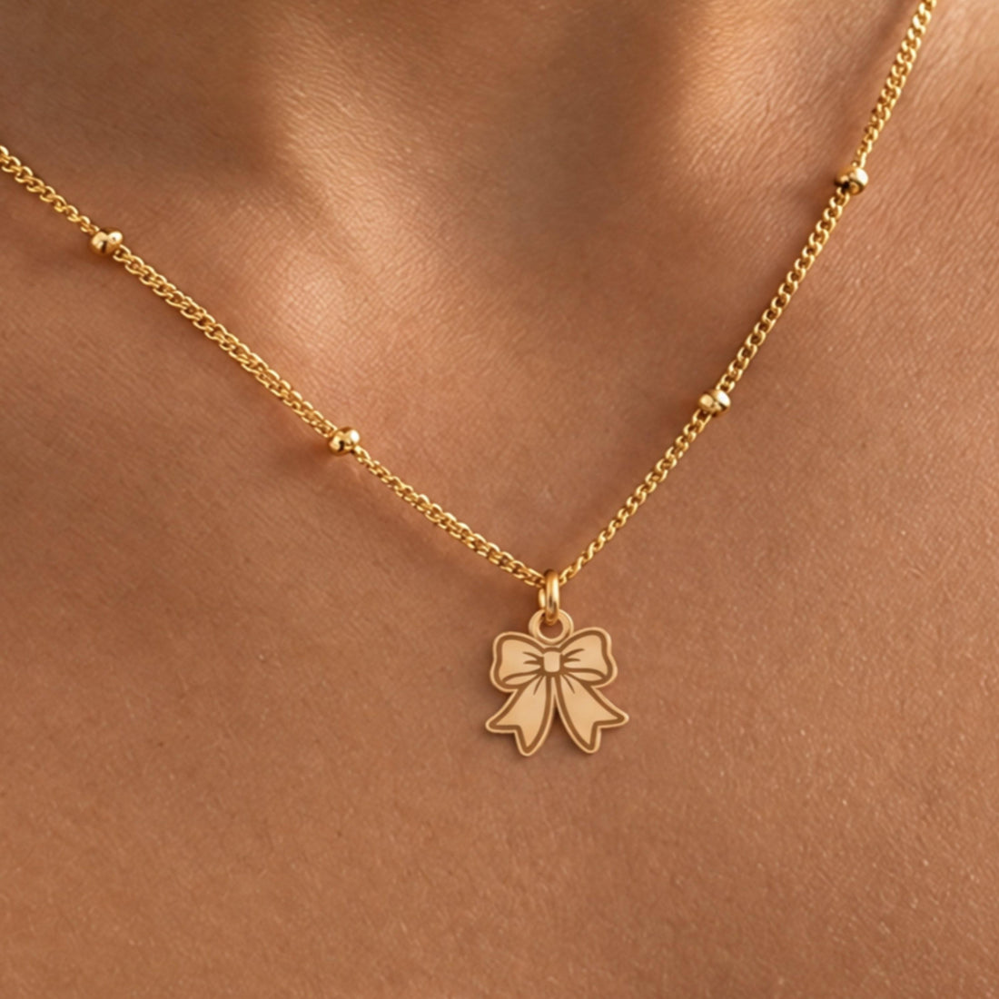 Ribbon Bow Charm Necklace
