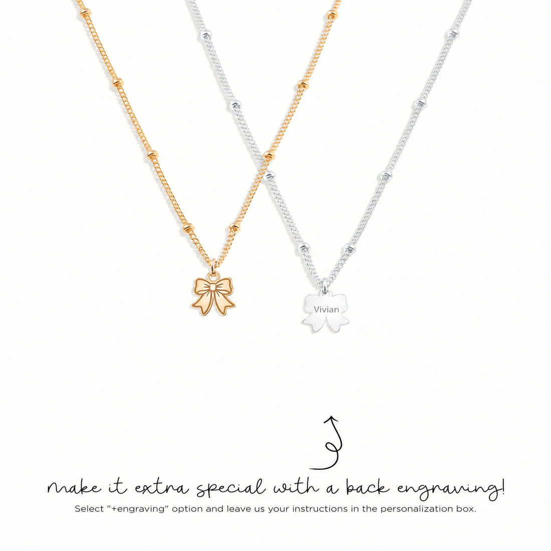 Ribbon Bow Charm Necklace
