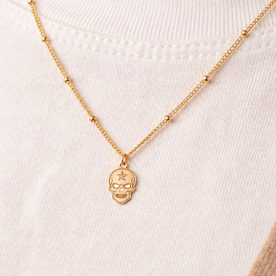 Star Skull Charm Necklace