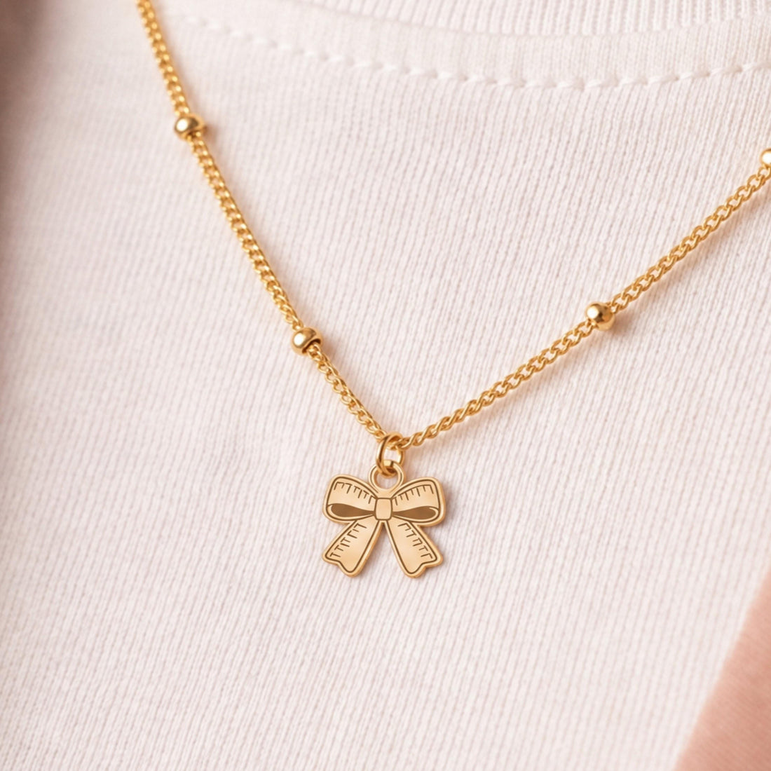 Ribbon Bow Charm Necklace