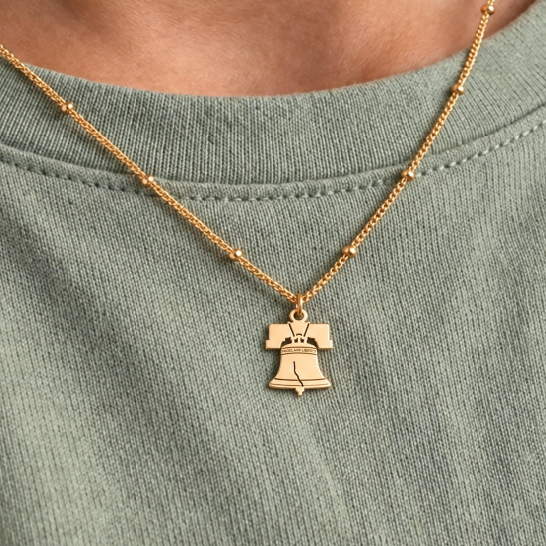 Liberty Bell Charm Necklace