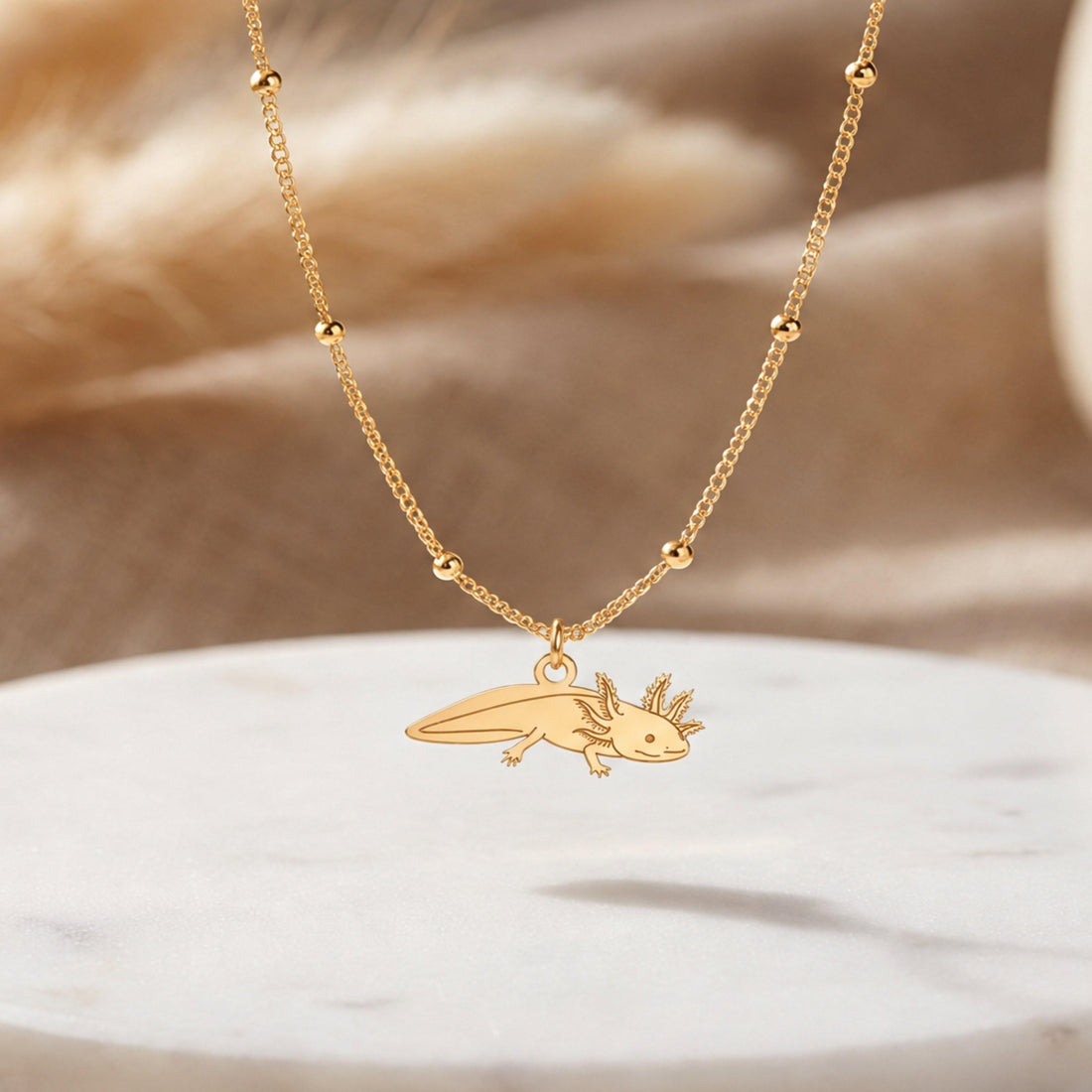 Frilled Axolotl Charm Necklace
