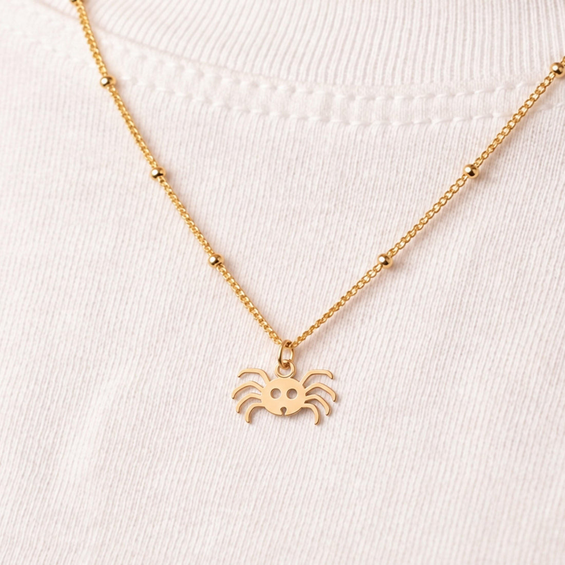 Flat Spider Charm Necklace