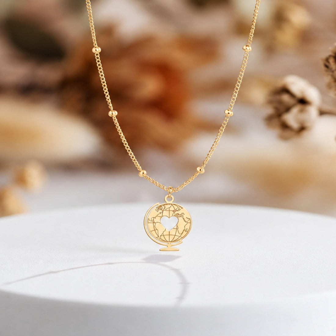 World Globe Charm Necklace