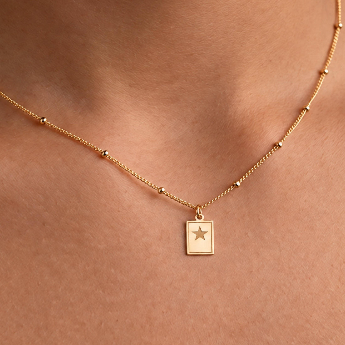 Star Plaque Charm Necklace