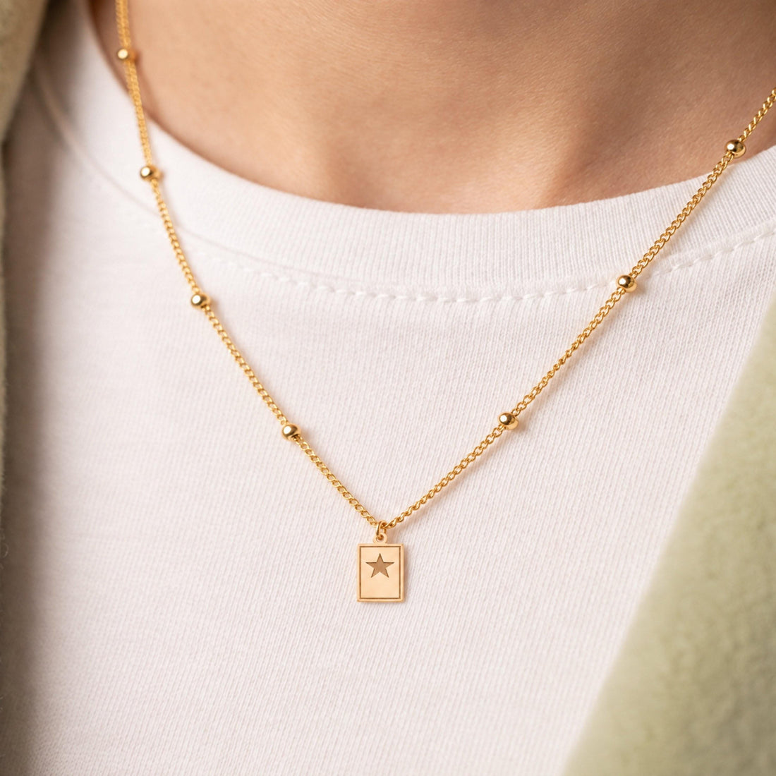 Star Plaque Charm Necklace