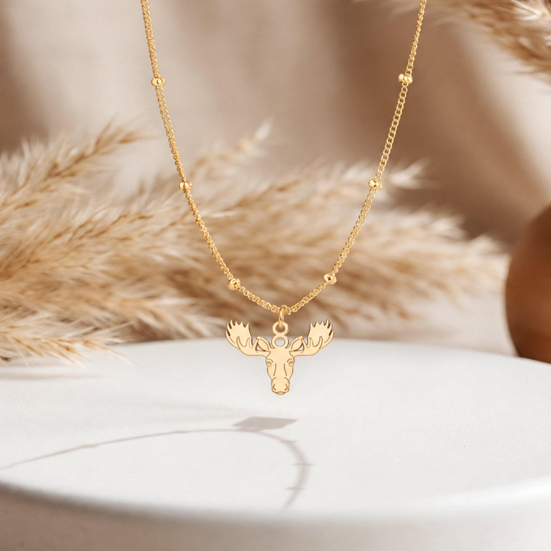 Moose Head Charm Necklace