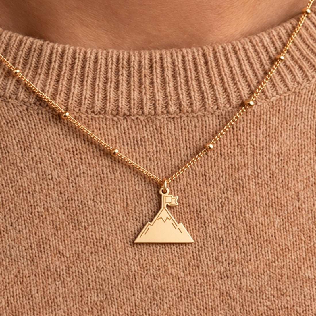 Mountain Flag Charm Necklace