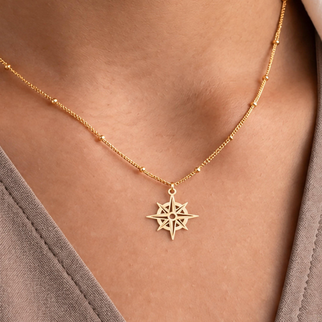 Compass Rose Charm Necklace