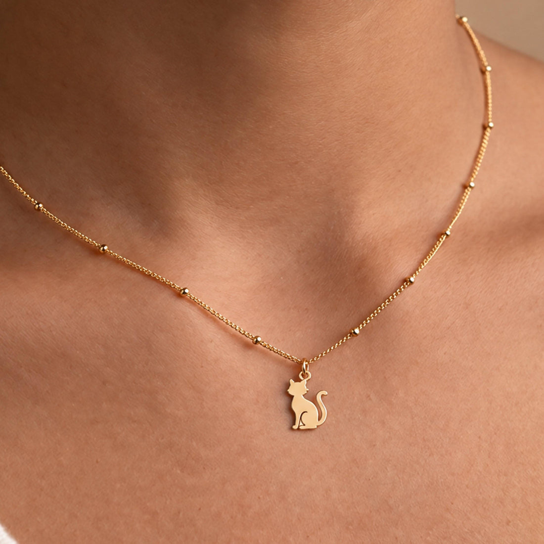 Cat Profile Charm Necklace