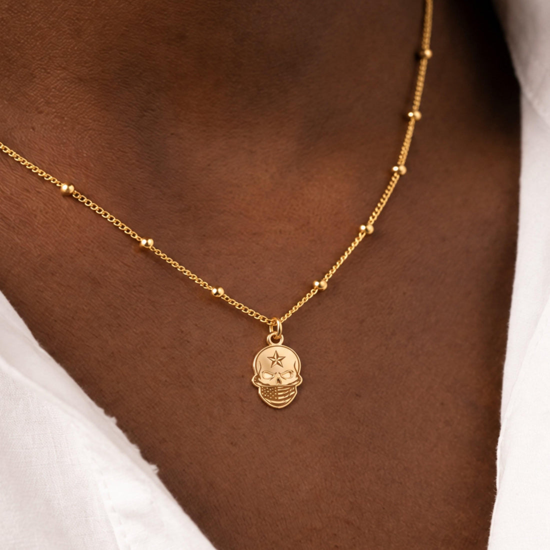 Bandana Skull Charm Necklace