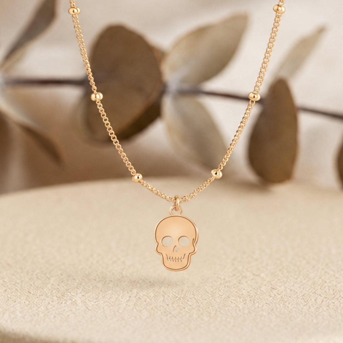 Human Skull Charm Necklace