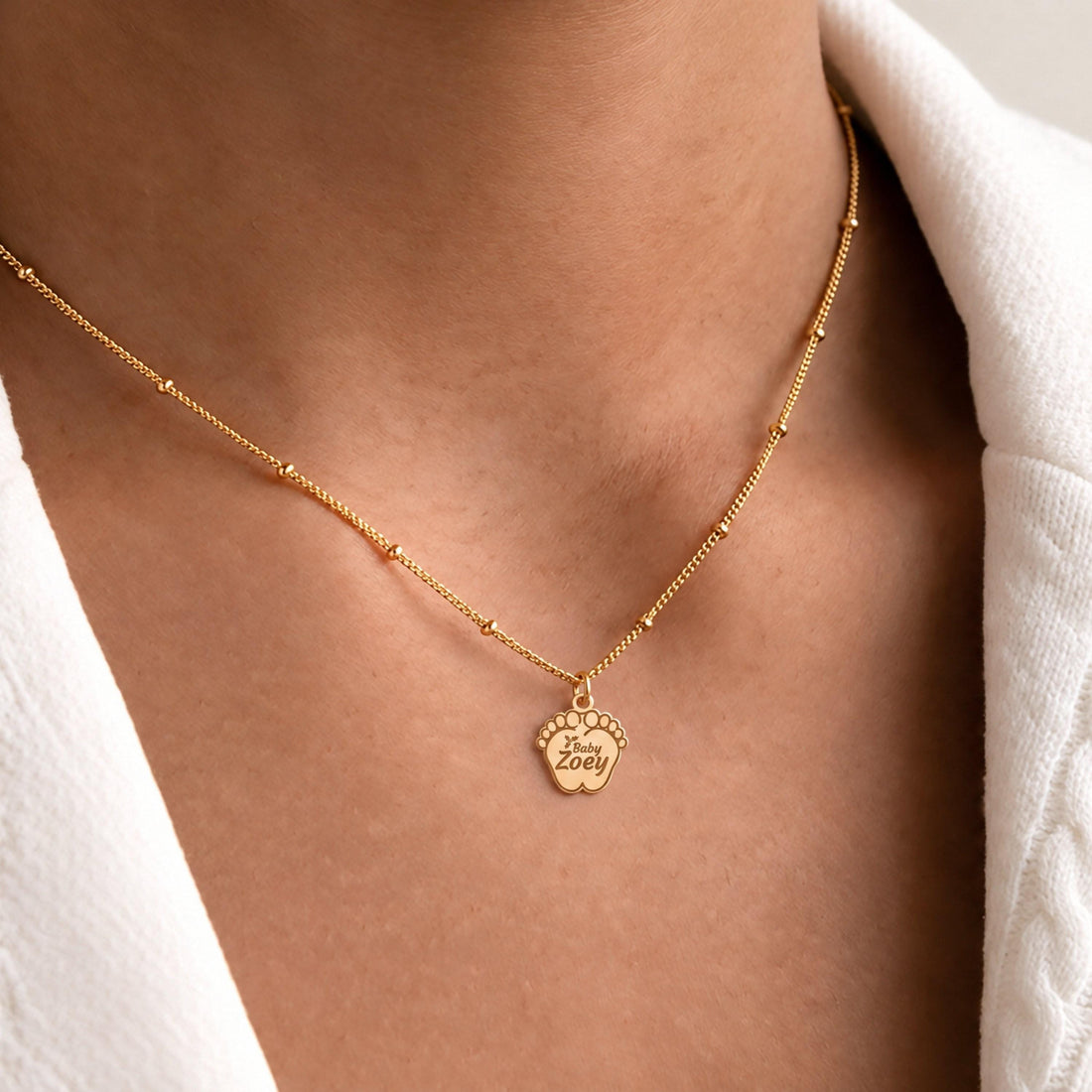 Baby Footprint Charm Necklace