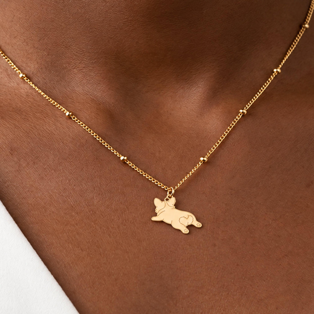 Lying Corgi Charm Necklace