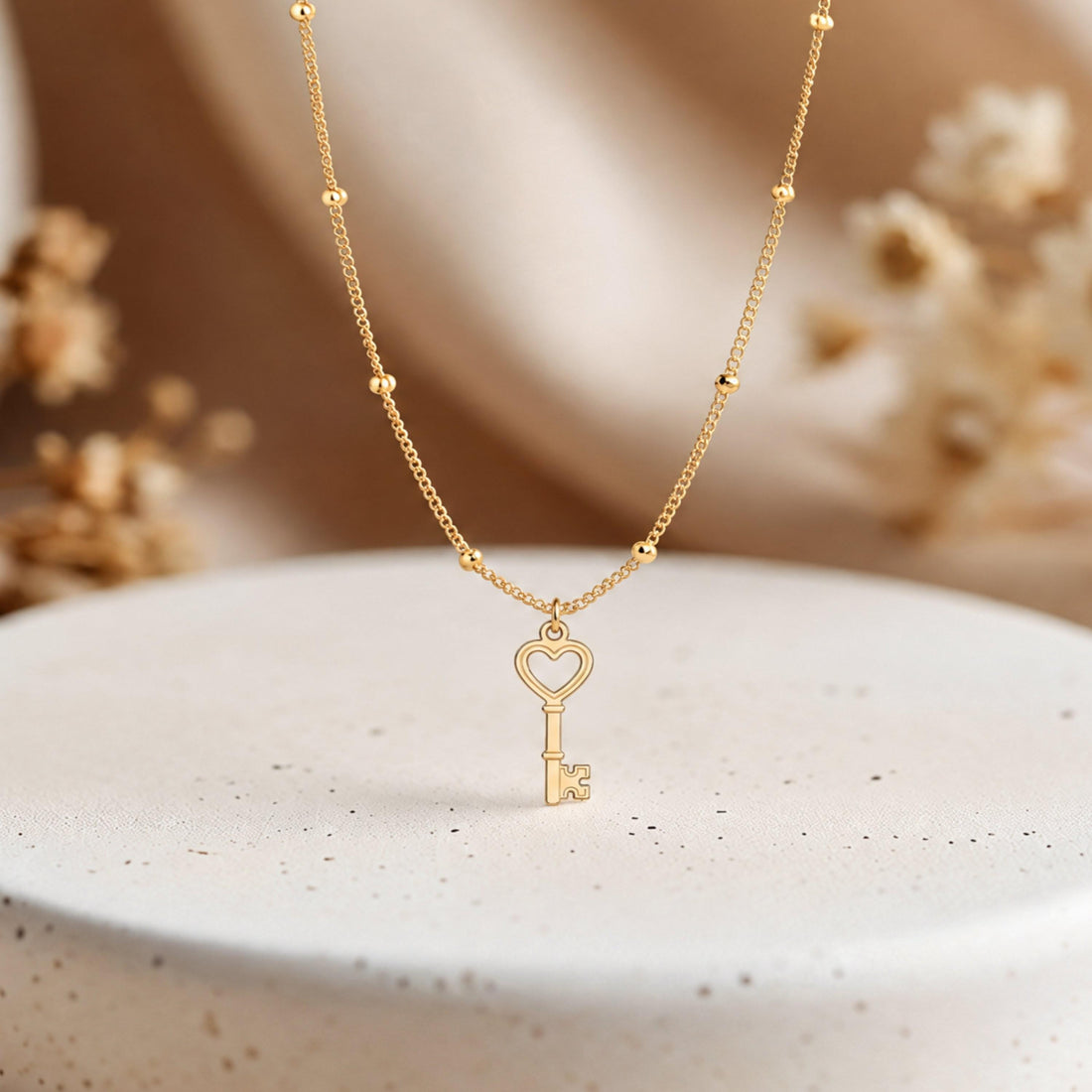 Heart Key Charm Necklace