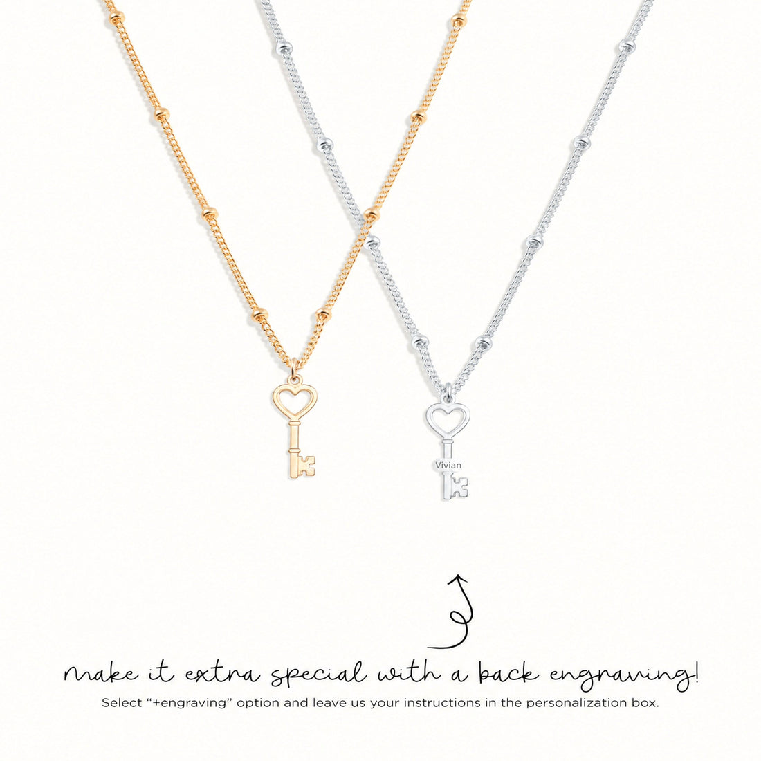 Heart Key Charm Necklace