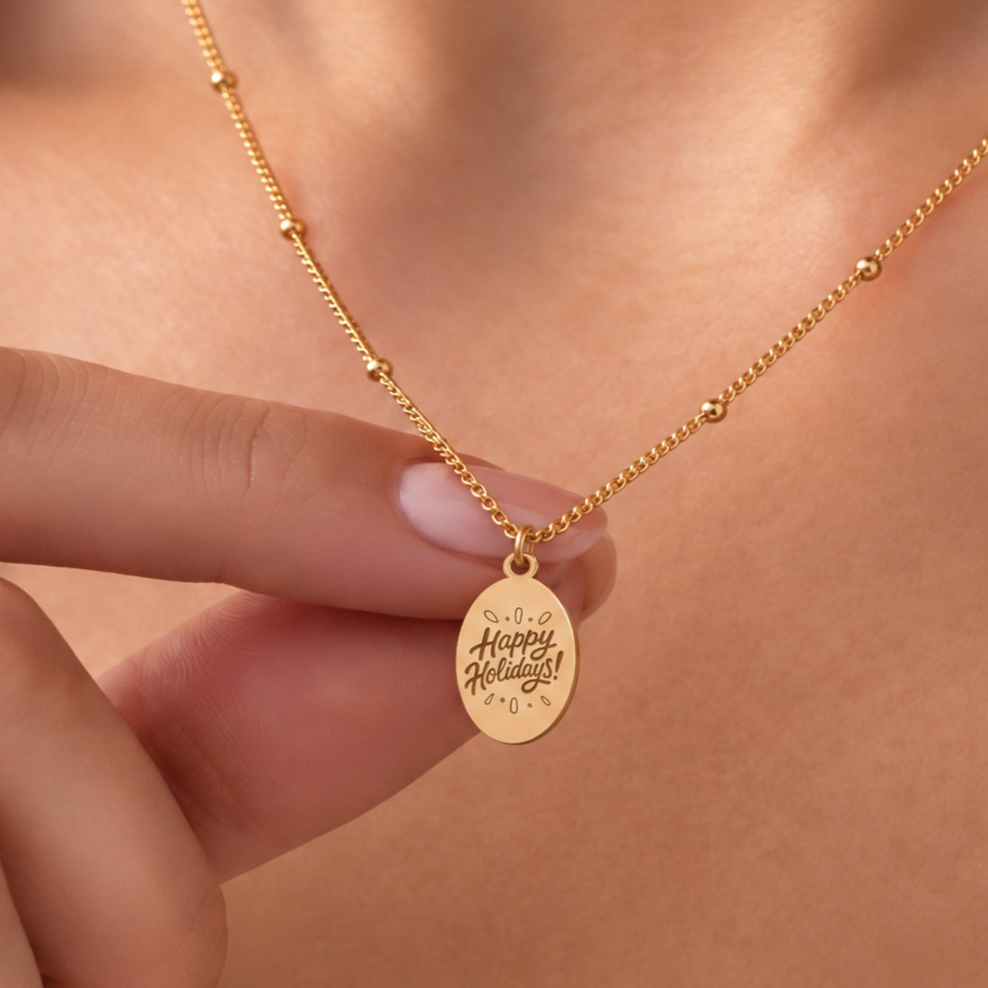 Holiday Message Disc Charm Necklace