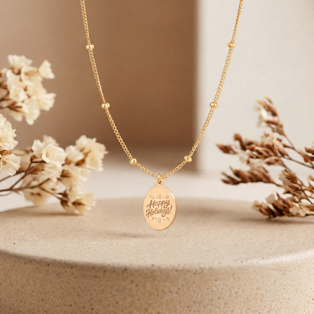 Holiday Message Disc Charm Necklace