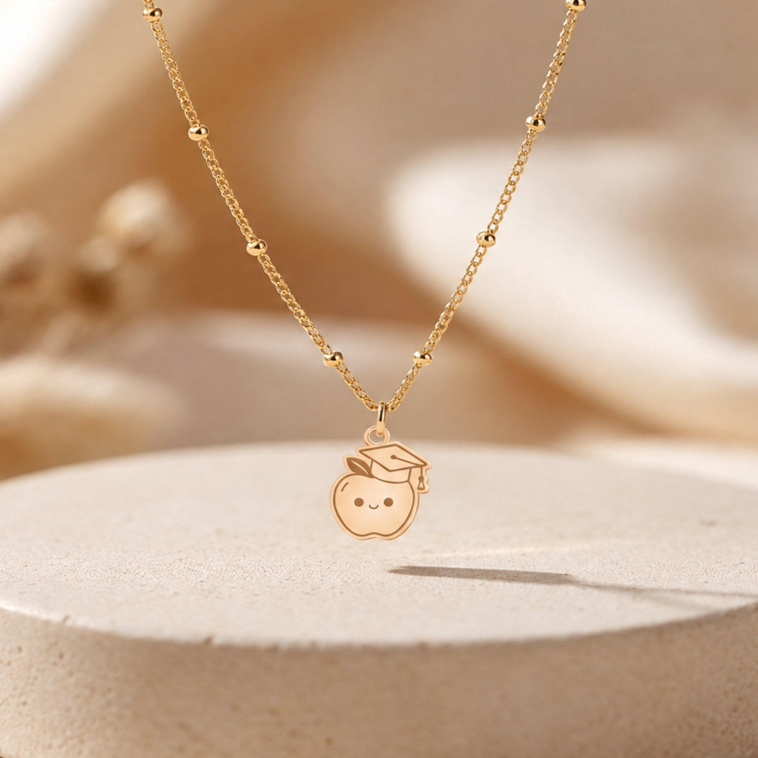 Graduation Apple Charm Necklace