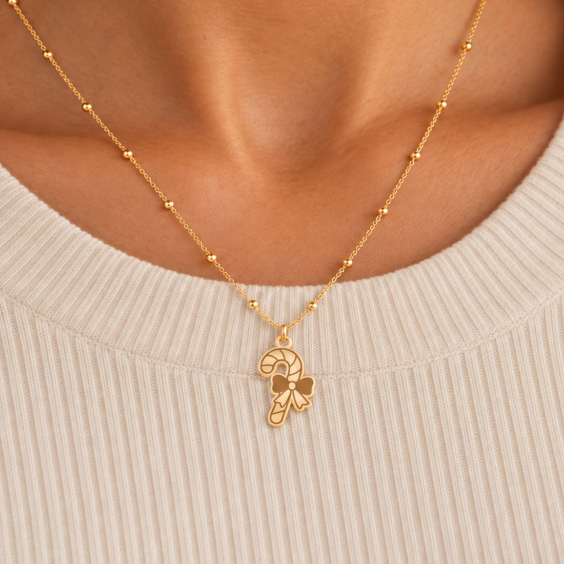 Candy Cane Charm Necklace