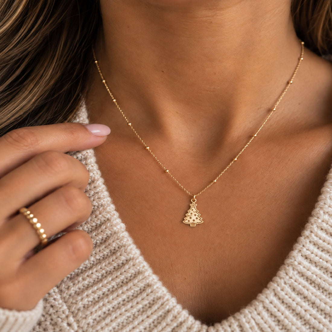 Christmas Tree Charm Necklace
