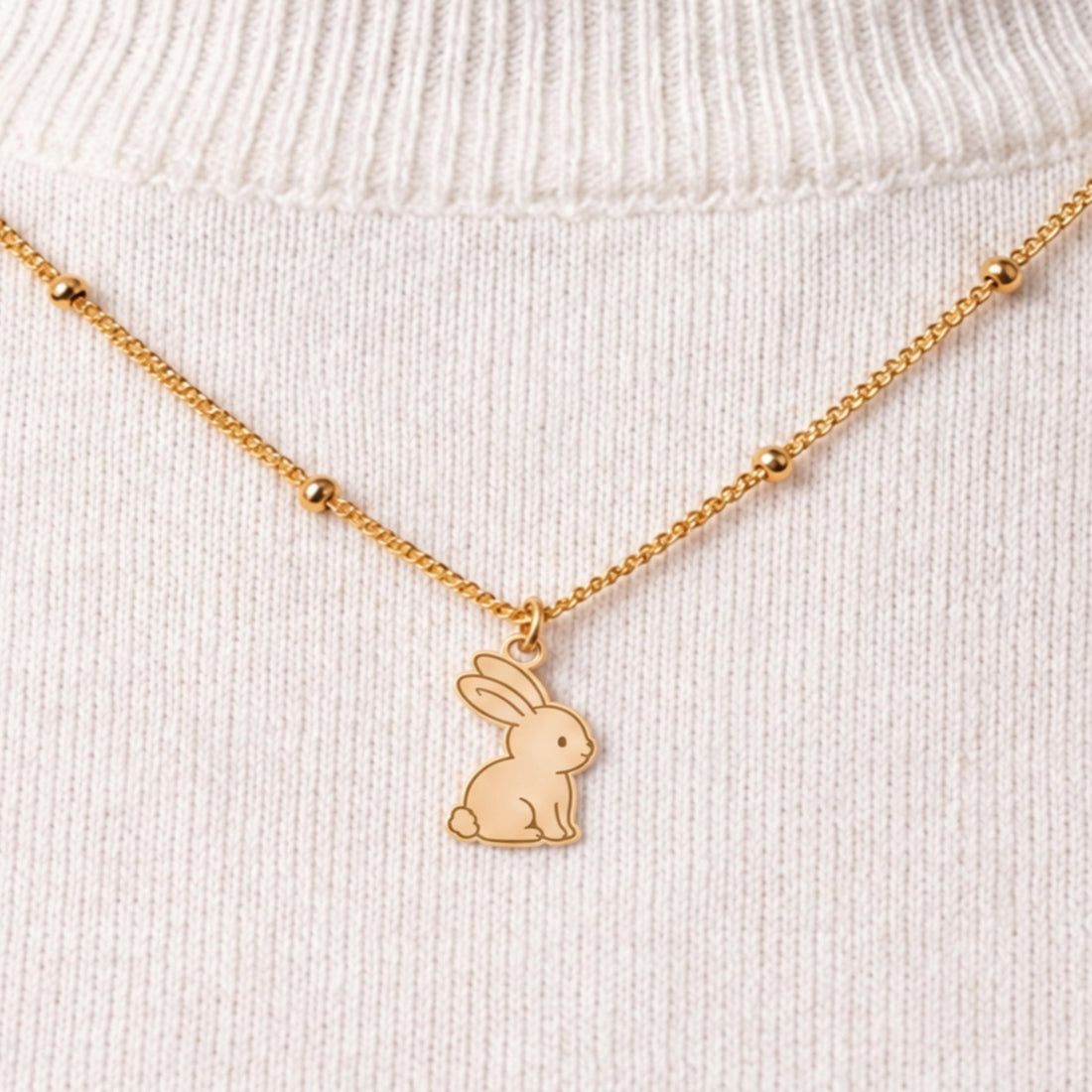 Seated Bunny Rabbit Charm Necklace