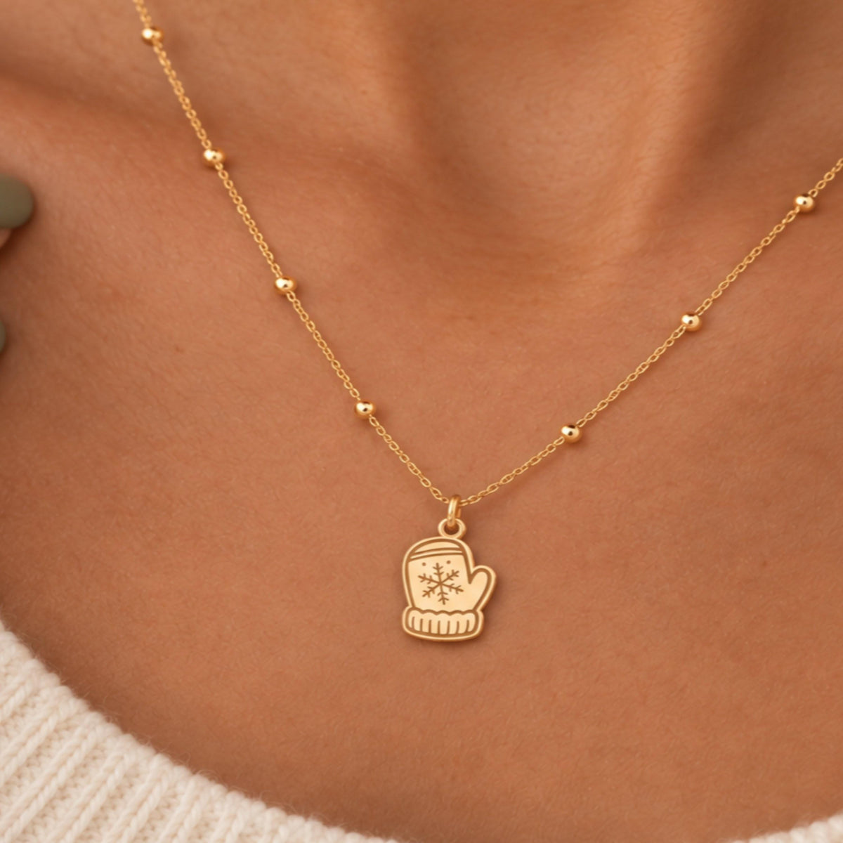 Mitten Snowflake Charm Necklace
