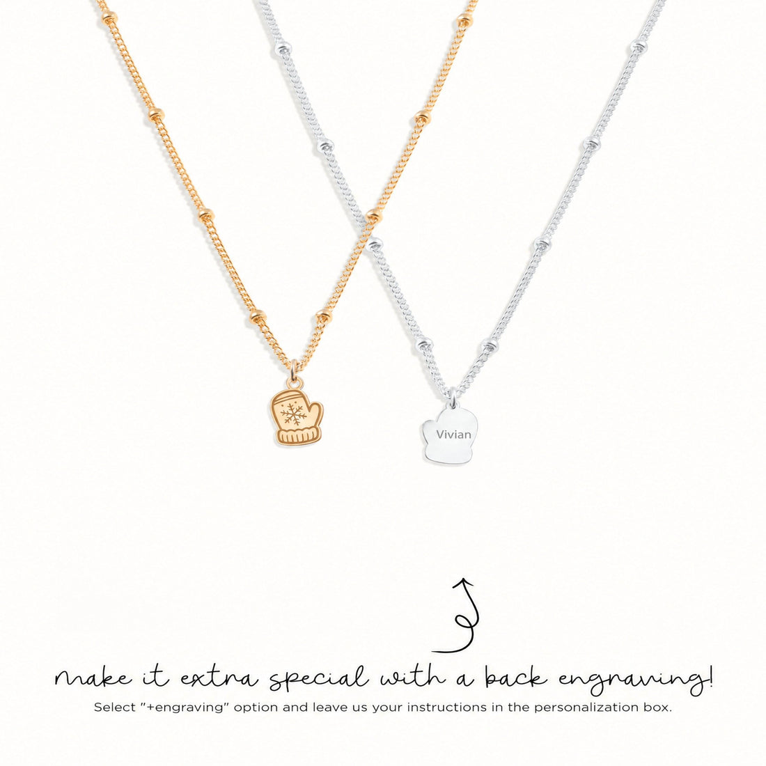Mitten Snowflake Charm Necklace