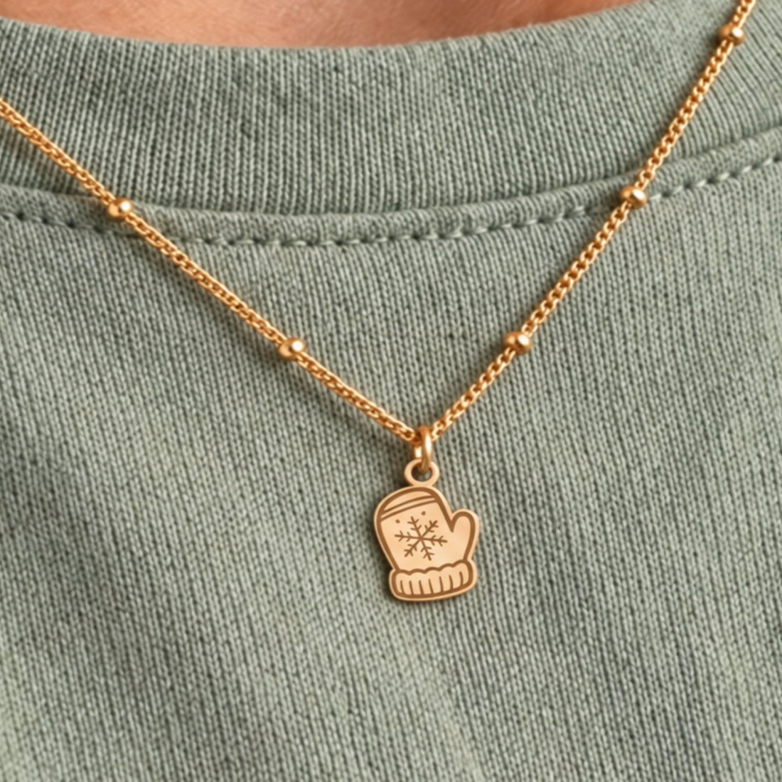 Mitten Snowflake Charm Necklace