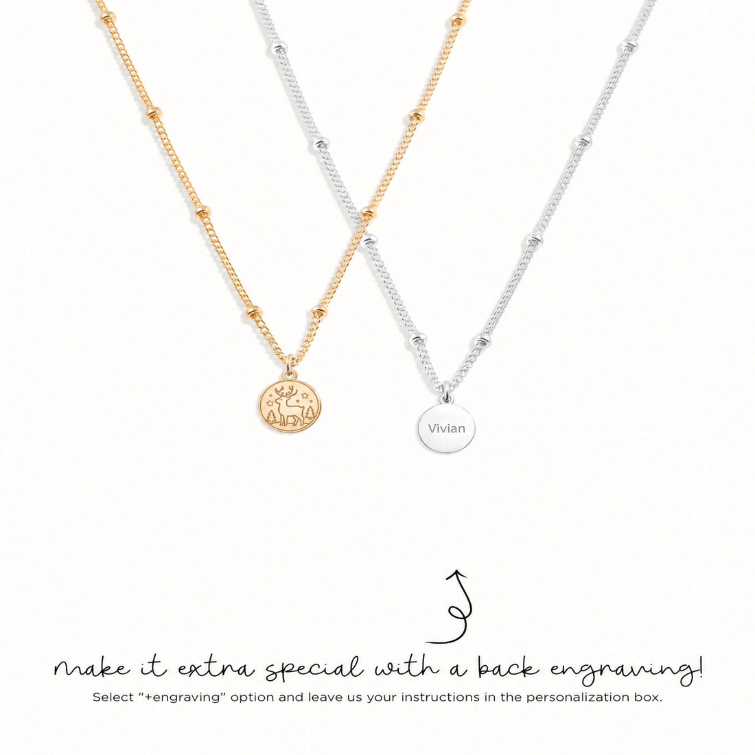 Antlered Deer Ball Chain Charm Necklace