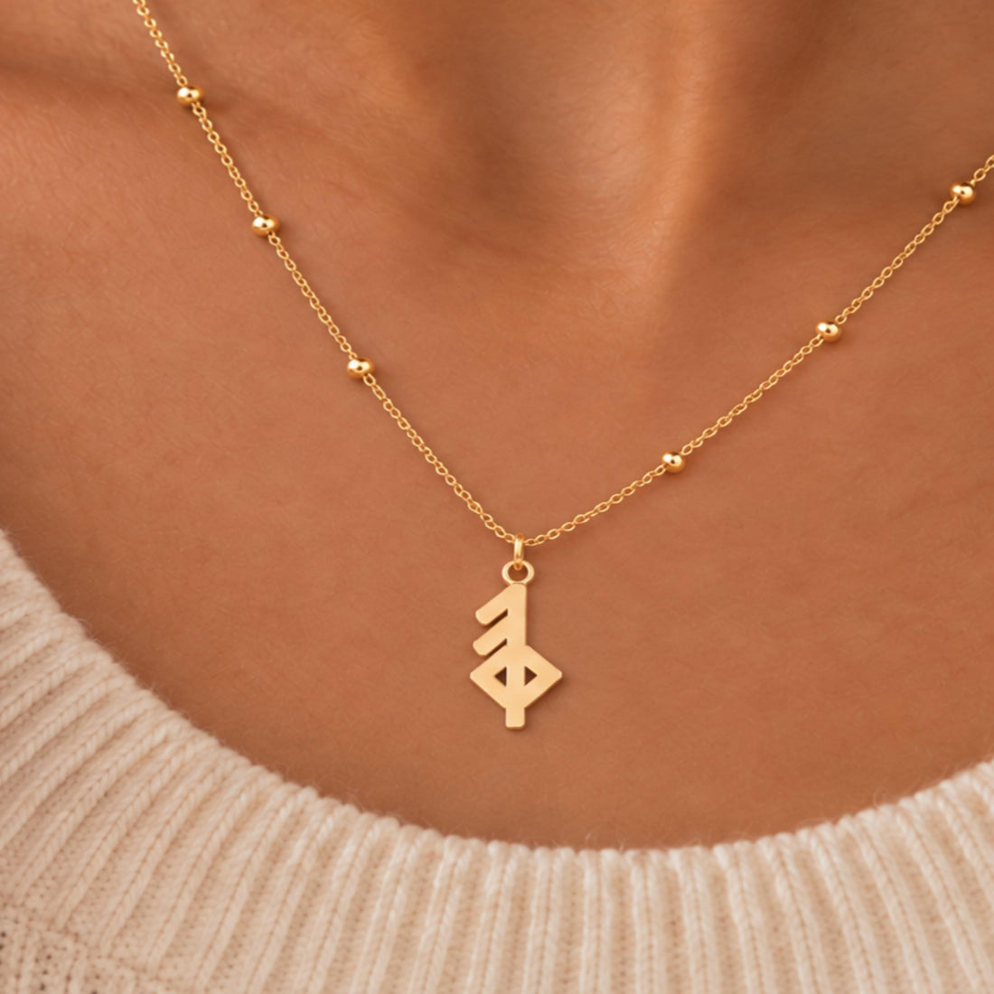 Algiz Rune Charm Necklace