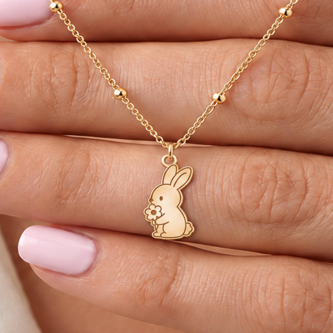 Bunny Flower Charm Necklace