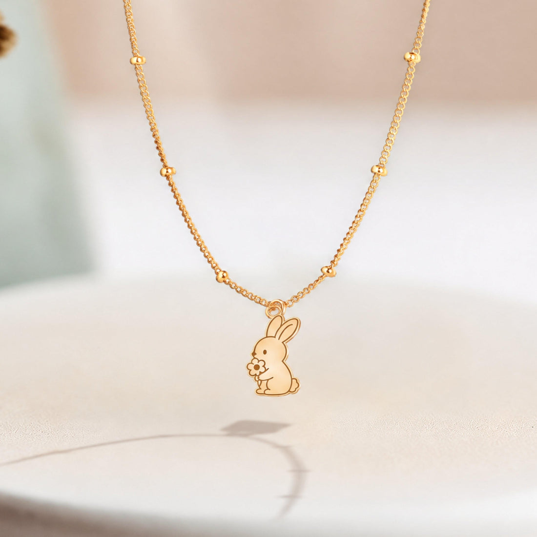 Bunny Flower Charm Necklace