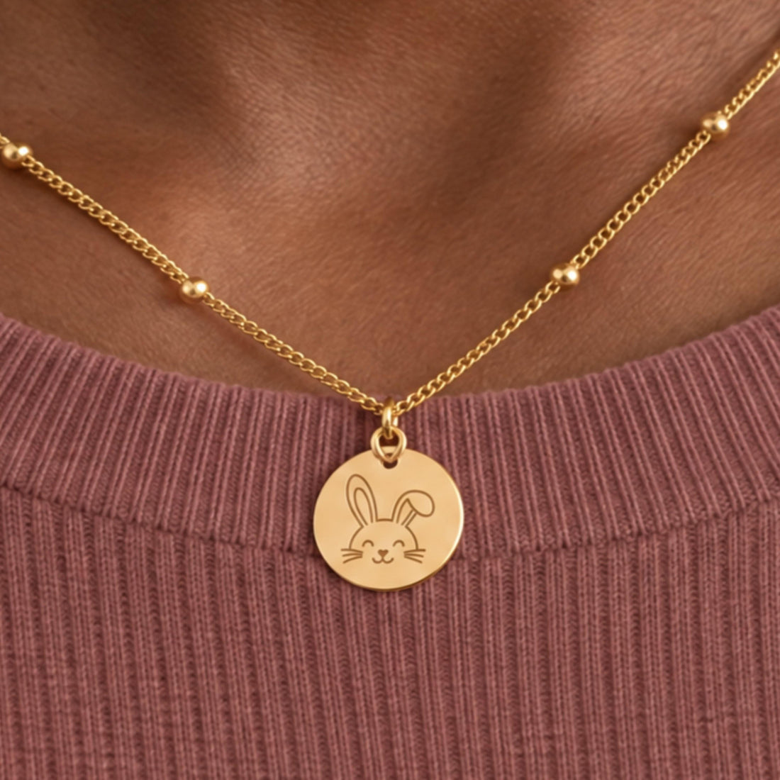 Bunny Face Charm Necklace